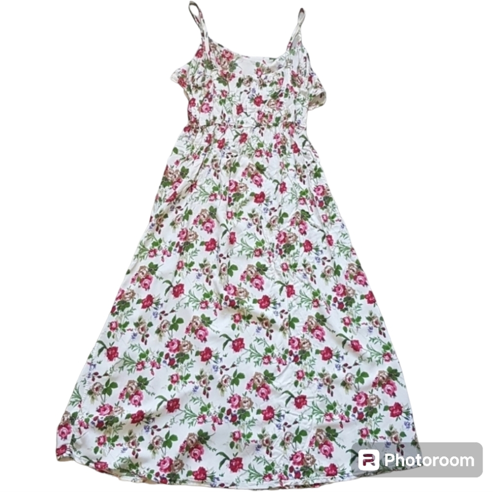 Floral Rose Print Ruffle Top Maxi Sundress flowers flowy Garden Girl